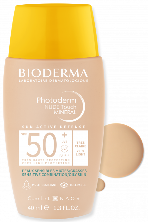 Photoderm-NUDE-Touch-SPF50plus-F40ml-28587B-verylight-MAD-dec2022-texture.png Bioderm Photoderm Nude Touch Mineral Spf50+ Muito Calro 40ml - Imagen 1