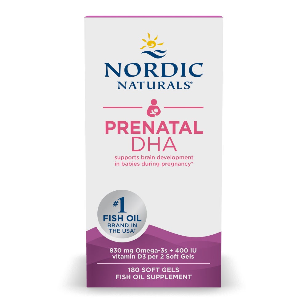 01748RO1-PrenatalDHAunflavored_180ct_Box_Front.jpg Prenatal DHA - 830mg Omega-3 + 400 IU D3 Unflavored - 180 Cápsulas Moles - Nordic Naturals - Image 1