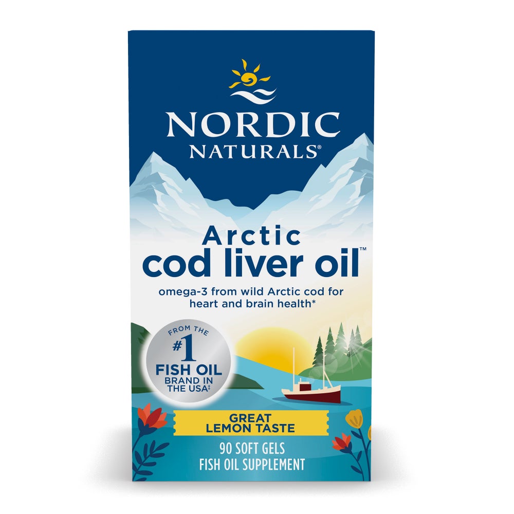 57785RJ1-ArcticCLO_90ct_Front.jpg Arctic Cod Liver Oil - 750mg Lemon - 90 Cápsulas Moles - Nordic Naturals - Image 1