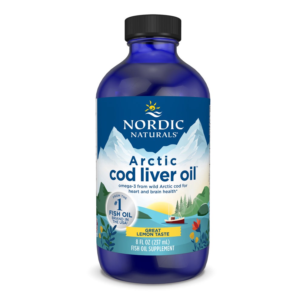 58785RK1-ArcticCLOlemon_8oz_3D_Front.jpg Arctic Cod Liver Oil - 1060mg Limão - 237 ml - Nordic Naturals - Image 1