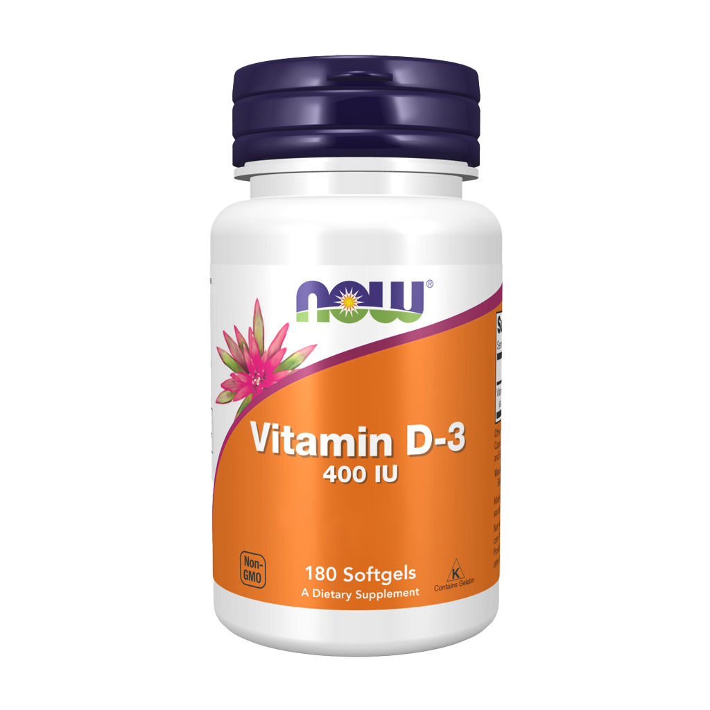 Vitamina D-3 - 400 IU - 180 softgels - Now - Image 1