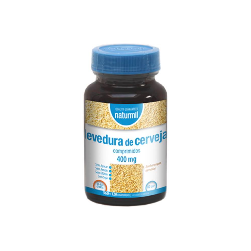 Levedura-Cerveja-480Comp-naturmil.jpg Brewer's Yeast 400 mg - 360 + 120 tablets - Naturmil - Image 1
