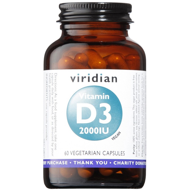 viridian-vitamin-d3-vegan-2000iu-veg-caps-60-1.jpg Vitamina D3 2000Ui 60 Cápsulas - Viridian - Image 1