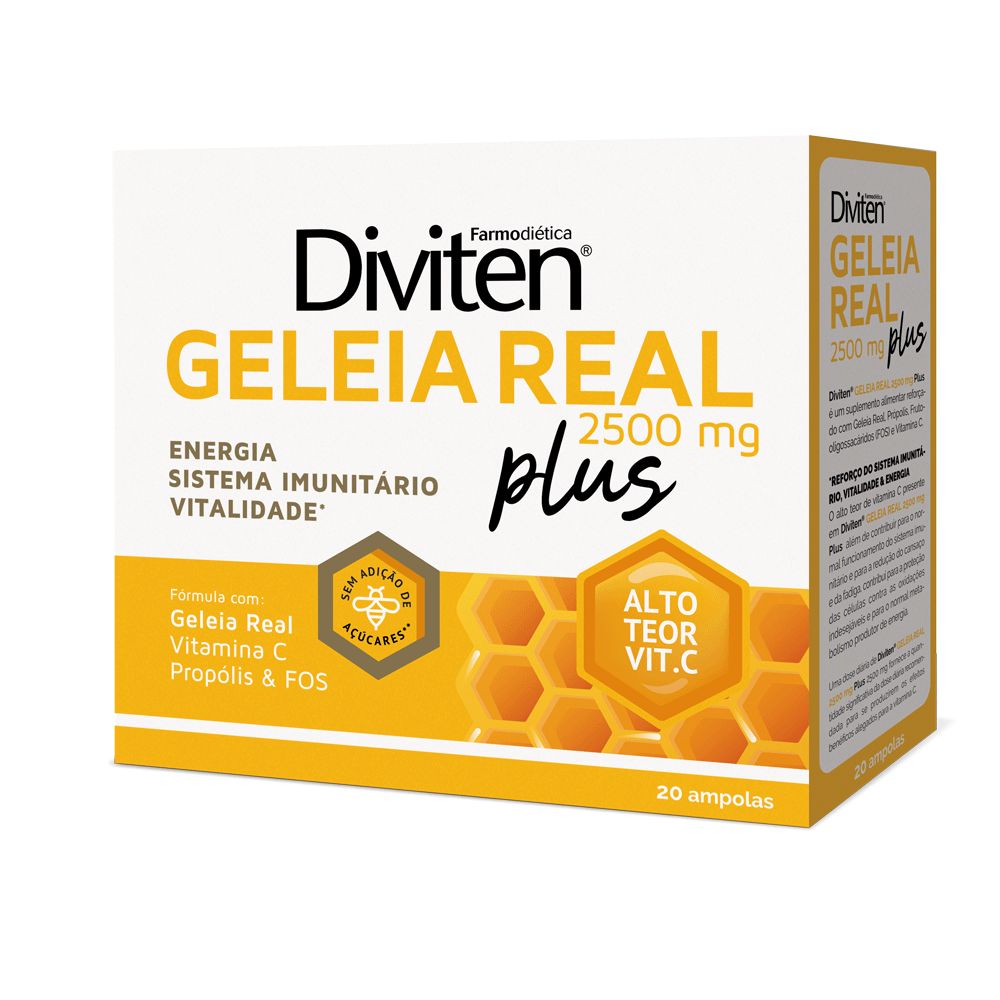 3D-Diviten Geleia Real Plus 2500 mg_20amp Diviten Royal Jelly Plus 2500 mg - Farmodiética - Image 1