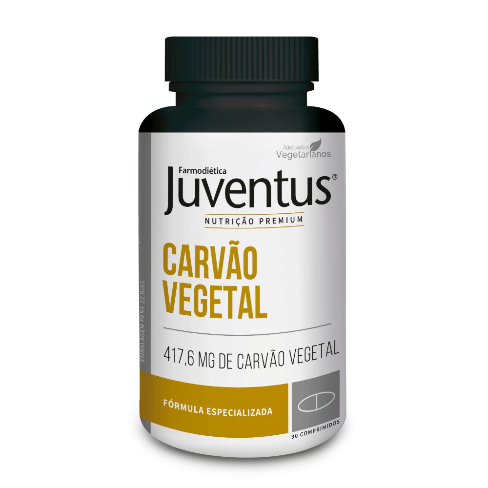 3D-Juventus Premium Carvão Vegetal 90 comp Juventus Premium Activated Charcoal 90 Tablets - Farmodiética - Image 1