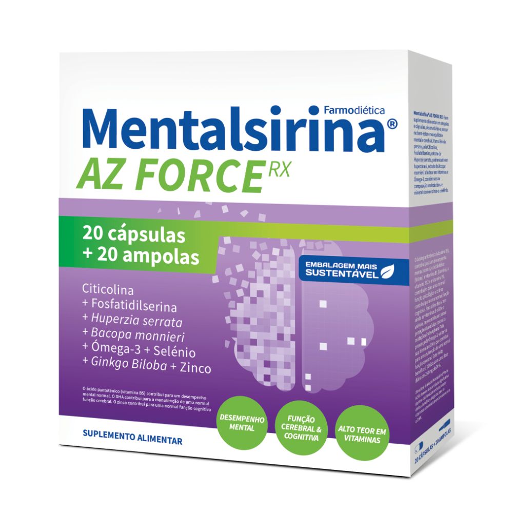 3D-Mentalsirina AZ Rx Force 20 Amp + 20 Caps Mentalsirina AZ RX Forte 20 Ampoules + 20 Capsules - Farmodiética - Image 1