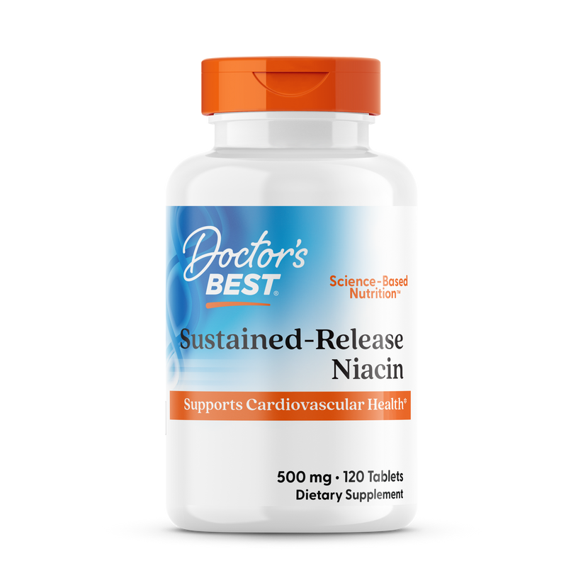 753950002425-BFP-V6-041524.png Sustained - Release Niacin, 500mg - 120 Comprimidos - Doctor's Best - Image 1