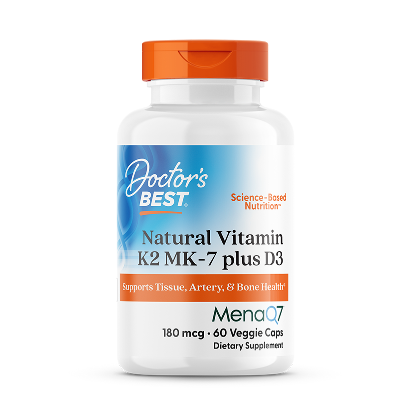 753950004047-BFP-V4-032824.png Natural Vitamin K2 MK7 with MenaQ7 and D3, 180 mcg - 60 Vegetarian Capsules - Doctor's Best - Image 1