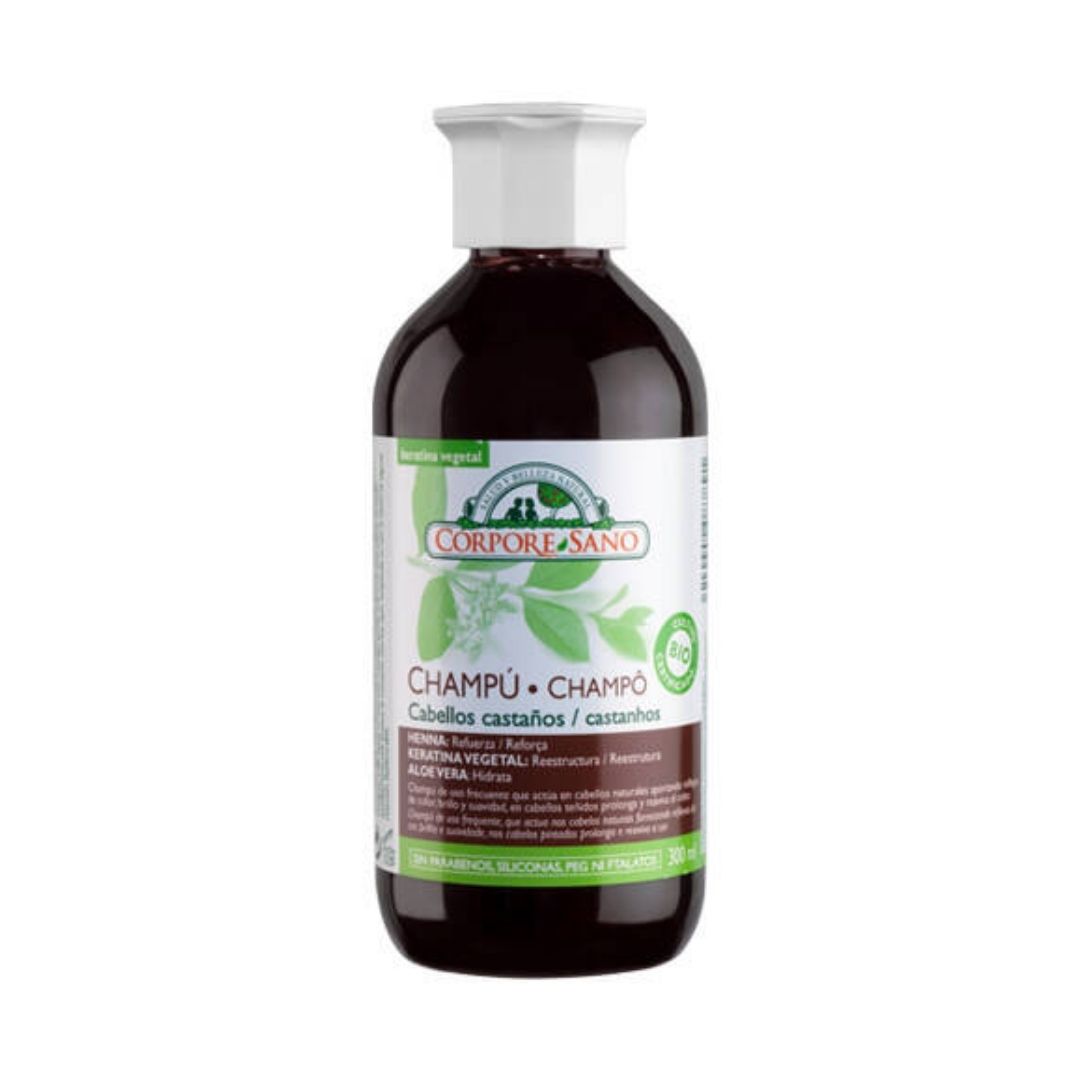 Champo-Cabelos-Castanhos-Bio-300ml-Corpore-Sano.jpg Champú ecológico para cabello castaño, 300 ml, Corpore Sano - Imagen 1