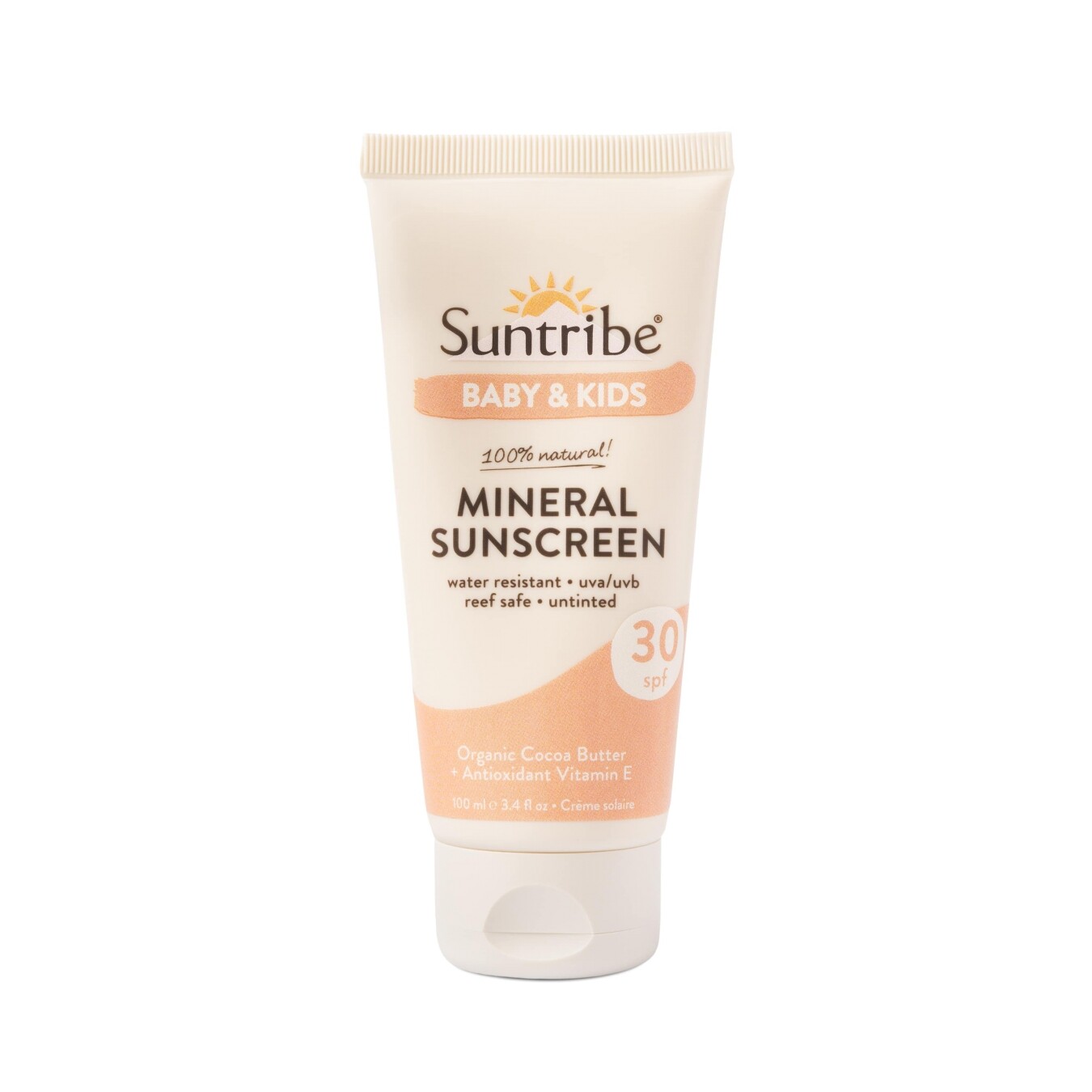 Suntribe Natural Mineral Sunscreen for Kids, Vanilla, SPF 30, 100 ml - Image 1