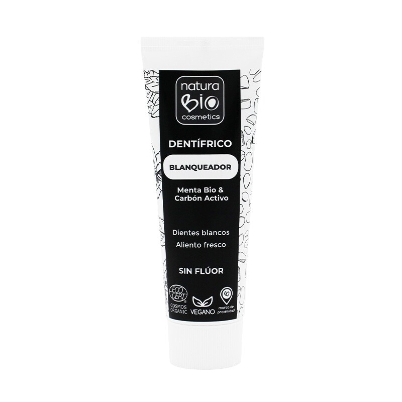 Dentífrico Branqueador Menta BIO & Carvão Ativo BIO sem flúor 75ml - Image 1