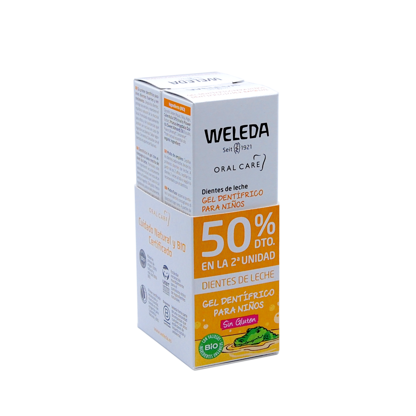 gd_Duplo_Dental_Infantil_2023_esq_.png Duo Gel Dental Infantil - 2x50ml - Weleda - Image 1