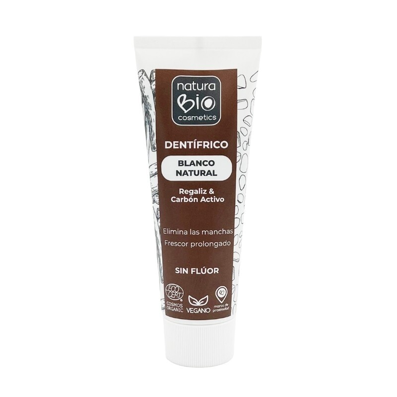 Dentífrico Branco Natural Alcaçuz & Carvão Ativo BIO sem flúor 75ml - Image 1