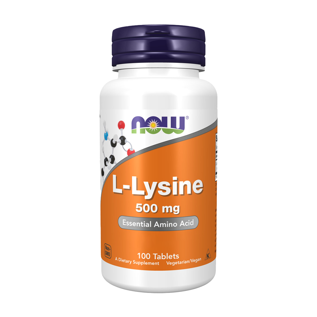 Clorhidrato de L-lisina 500 mg - 100 comprimidos - NOW - Imagen 1
